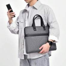 男士商务公文包，耐用大容量通勤笔记本电脑包，休闲办公简约尼龙文件包 - 彩色 - 查看 7