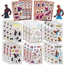 Marvel Bộ 8 miếng dán chủ đề Người Nhện, kết hợp các nhân vật và khẩu hiệu trong Vũ trụ Người Nhện, chất liệu vinyl chống thấm nước, thích hợp cho việc tự làm đồ thủ công và trang trí. - Nhiều màu - Xem 1