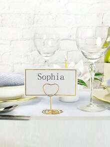 1/5/10/20pcs Gold Table Number Card Holders, Heart-Shaped Table Card Photo Holders, Table Card Stands Menu Clips, Green Watercolor Style Table Cards, Suitable For Weddings, Parties, Seat Arrangements, Valentine's Day, Birthdays, Halloween, Back To School - Metal Heart Clip - View 7