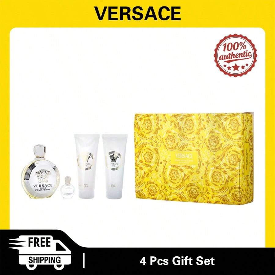 Gift Set Versace Eros Pour Femme Women Eau De Parfum Spray 100ml & Body Lotion 100ml & Shower Gel 100ml & Mini Eau De Parfum 5ml - Gift Set - 查看 1