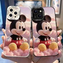 Disney Mickey Mouse Phone Case, Fluffy Cloud Protective Cover. Compatible With IPhone 17, 16, 15, 14, 13, 12, 11 Pro Series And Galaxy S22, S23, S24, S25 Models, Featuring Mickey In Plush Texture Sitting On Pink Clouds Against A Sunset Sky, Perfect For Cozy Disney Fans, Ideal For Birthdays, Holidays, Anniversaries, Graduation Gifts, Or Any Special Occasion To Surprise Family, Friends, Classmates, And Loved Ones. - Black - View 3