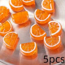 5pcs Exquisite Glass Beads, Handmade Fruit Decor Beads, Suitable For DIY Bracelet, Necklace And Jewelry Making Accessories - Orange - View 9