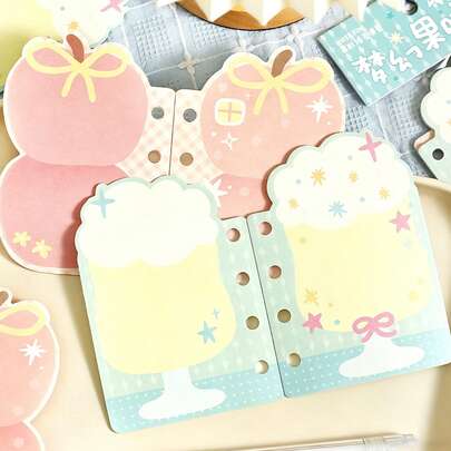 40 Sheets/2 Bags Of The Happy Flip Series Featuring Cute Girl-Style Animal Double-Sided Irregular M5, A6 Loose-Leaf Notepads With Designs Including Cats, Cakes, And Bows, Suitable For Planner Inserts