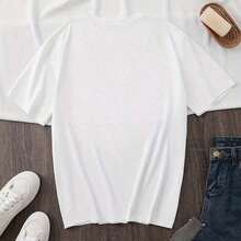 Jesus Raves Electronic Music EDM Festival DJ Gift T-Shirt Festival Clothing Men's T-Shirts (1)-Urban Vintage Style Unisex Cotton Short Sleeve Round Neck Loose Blouses For Women. Blouses. Casual Blouses For Ladies. - 白色 - 查看 5