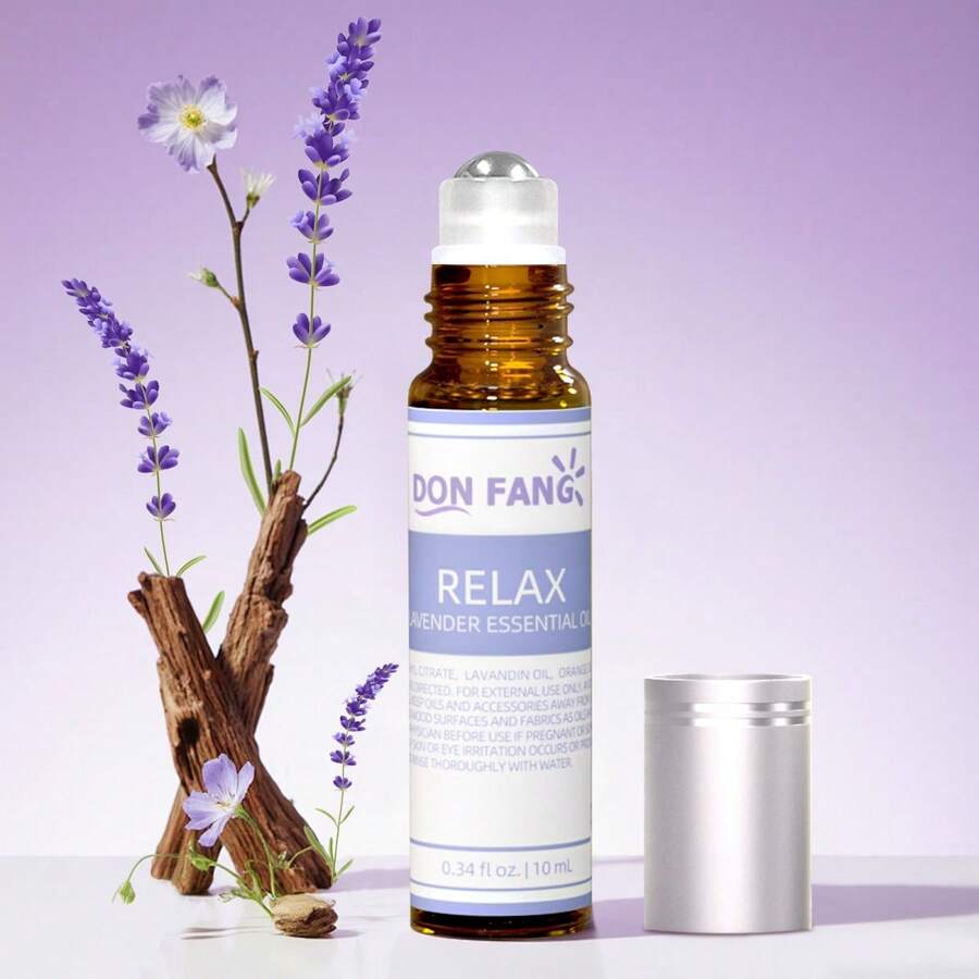 POWER FLASH DonFang 10ml Pure Natural Essential Oil Roll-On Energizing Lemongrass Or Relaxing Lavender Scent, Travel Size, Long-Lasting Fragrance, Apply To Wrists, Neck, And Other Contact Areas, Perfect Gift For Women And Man - 薰衣草 - 查看 1