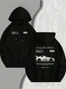 Men003-FB Casual Hoodie For Men And Women - Comfortable Fit And Versatile Style Racing Car Graphic Hoodie - JDM Text And Culture Design, Casual Sweatshirt With Racing Logos, Machine Washable Long Sleeve Sweater For JDM Enthusiasts (Slim Fit For Spring And Autumn, Choose One Size Larger.) - Hitam - View 5