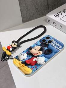 Disney Has Authorized, Phone Case - Chain Set, This Set Features A Mickey Mouse Phone Case Paired With A Detachable Silicone 3D Stitch Wrist Strap, Complete With A Metal Ring Attachment. Crafted Using A Unique 2D Wave-Texture Technique, The Case Is Made From Eye-Catching And Adorable TPU Material, Showcasing Classic Mickey And Minnie Mouse Designs. It Is Compatible With The Entire IPhoneseries, Including Models 17, 16, 15, 14, 13, 12, 11, XS, XR, X, Plus, Pro, And Max. This Stylish, Cartoon-Themed Protective Case Not Only Provides Robust, All-Around Protection For Your Device But Also Makes For The Perfect Gift For Friends And Family. IPhone17 Pro Max Case. Disney Phone Case. - trắng - Xem 5