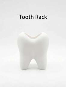 Creative & Fun Toothbrush Holder, Large White Tooth-Shaped Toothbrush Cup, Desktop Storage Decorative Ceramic Container For Toothbrush, Toothpaste, Planter, Vase, Bathroom Supplies. Ideal For Bathroom Decor In Back-To-School Season - White - View 8
