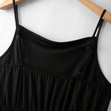 CURVE Plus Size Women's Fashionable Solid Color Pleated Jumpsuit - Negro - Ver 5