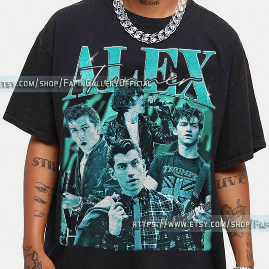 ALEX TURNER Vintage Shirt, Alex Turner VoC1Alist Singer T1Shirt, Alex David Turner Fan T1EEs, Alex Turner Retro 90s Sweater Alex Turner Merch L Camiseta 100% Algodón Unisex - Playera Casual Premium de Corte Cómodo - Negro - Ver 1