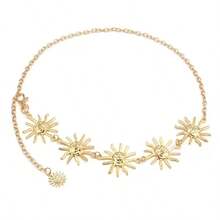 1pc Smiling Face & Sun Charm Waist Chain For Women, Vacation Style Concert Outfit - Gold - View 3