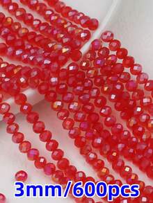 600Pcs 3mm AB Color Faceted Crystal Glass Beads, Rondelle Loose Spacer Beads For Jewelry Making DIY Crafts Wind Chimes Suncatchers Bracelets Necklaces - Multicolor - View 33