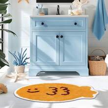 Cartoon Fish Bathroom Mat - Non-Slip, Faux Fleece Material, Machine Washable Bath Mat With Smiling Face Design, Bathroom Carpet, Doormat, Bathroom Accessories, Area Rug, Printed Carpet - Non-Slip, Fun Shower Decor, Pink, Soft Super Microfiber, Bathroom Mat, Bath Mat, Bathroom Decor, Rug For Bathroom, Door Mat, House Mats, Kawaii Rug, Suitable For Bathroom, Bathroom Decor - Cartoon Fish - View 5