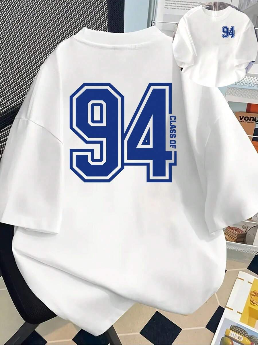 Clase de 94, Camiseta con Estampado CLASS OF 94, Manga Corta, Cuello Redondo, Top Casual para Primavera Verano, Ropa de Mujer Y2k, Camiseta - Negro - Ver 1