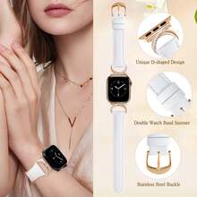 Tương thích với dây đồng hồ nữ 40mm 41mm 42mm 44mm 45mm 38mm 46mm 49mm - Siêu mỏng & tinh tế, chống mồ hôi & thoải mái - Thời trang tối giản & thanh lịch - Thiết kế khóa vàng hình chữ C - Tương thích với các dòng Series 10 9 Ultra SE 8 7 6 5 4 3 2 1 - Phụ kiện dây đồng hồ thay thế - trắng - Xem 6