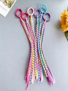 36pcs/6sets Hair Scrunchies, Hair Ties, Braided Hair Bands, Colorful Hair Ropes, Perfect Gift For Activities, Gatherings, Festivals, Travel And Vacation - Multicolor - View 8