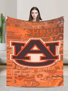Auburn Merch Tigers Throw Blanket Warm Blankets Breathable Air Conditioner Blanket For Car Classic Outdoor Blankets For Picnic For All Season - màu đen - Xem 1
