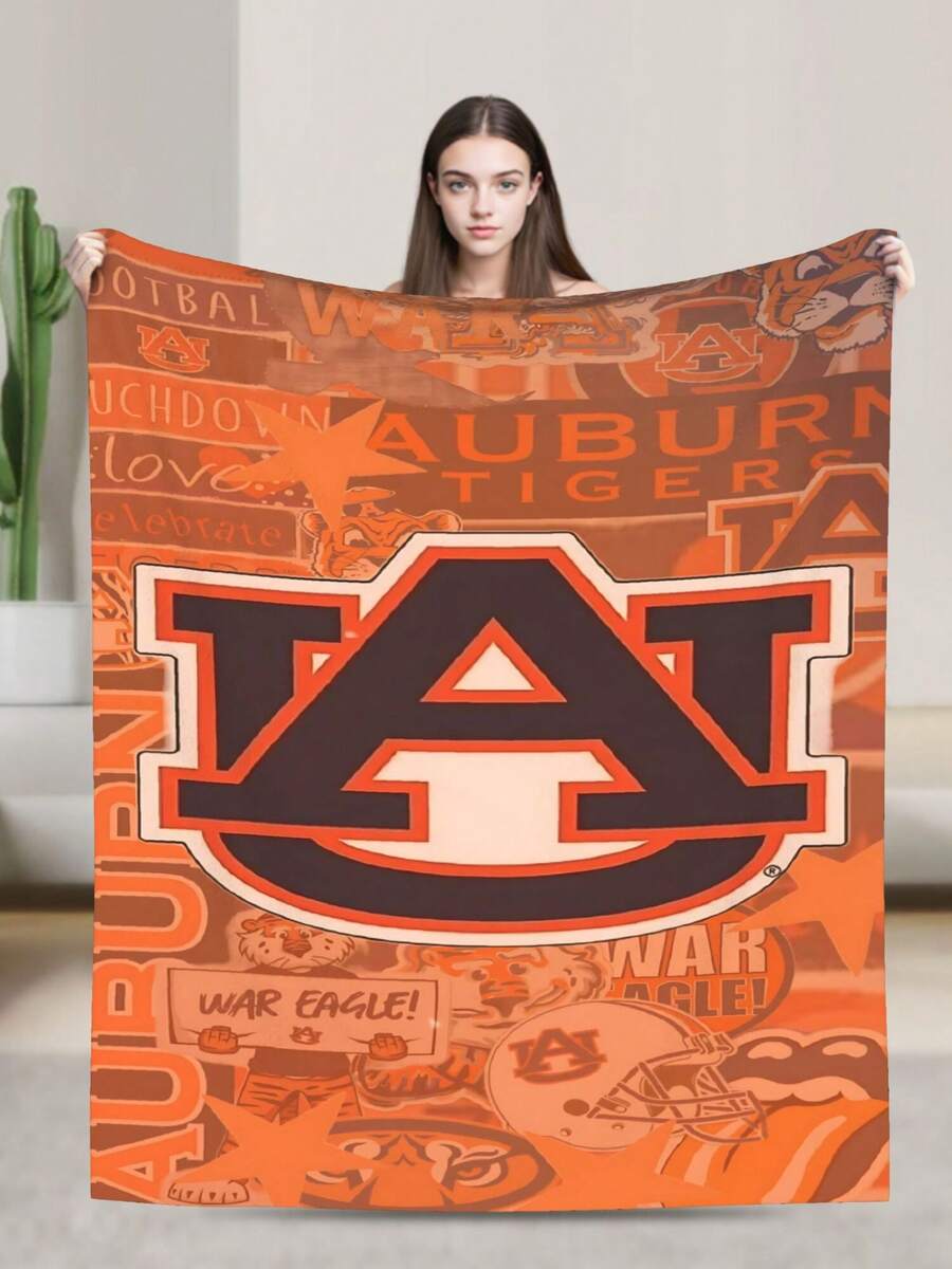 Auburn Merch Tigers Throw Blanket Warm Blankets Breathable Air Conditioner Blanket For Car Classic Outdoor Blankets For Picnic For All Season - màu đen - Xem 1