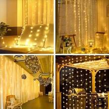 Đèn rèm LED 100/200/300/600 bóng, đèn trang trí tường, phông nền tiệc cưới, chạy bằng pin, có 8 chế độ chiếu sáng và điều khiển bằng nút bấm. Thích hợp cho phòng ngủ, bệ cửa sổ, sân khấu, sân khấu ngoài trời, cầu hôn, sinh nhật, đám cưới, Giáng sinh, Halloween, trang trí ánh sáng như đèn dây cổ tích. - Đèn rèm hộp pin AA - Xem 13
