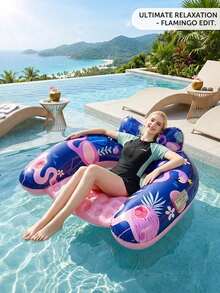 Maple Leaf Pattern Inflatable U-Shaped Floating Chair, Minimalist Water Recreation Floating Bed, Maple Leaf PVC Inflatable Floating Pad, Inflatable Water Floating Chair With 2 Cup Holders, Foldable Maple Leaf U-Shaped Floating Bed, Water Leisure Chair, Pool Party, Beach Entertainment, Graduation & Travel Water Sports Equipment, Outdoor Gardening Supplies, Water Sports Gear - A - View 2