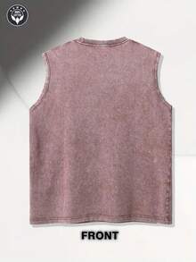 Summer Tops2026100% Cotton Sleeveless Vest 210G Washed T-Shirt 'TRAIN THE BODY CULTIVATE THE SOUL' - Vintage Distressed Fitness Tank Top For Men & Wom - 咖啡棕 - 查看 5