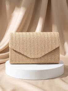 Sac de plage en métal en forme de V avec chaîne et paillettes, sac de soirée pour femmes, sac à main de fête de mariage décontracté, portefeuille de banquet - Nude - Voir 10