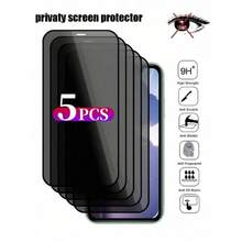 5 miếng dán màn hình cường lực bảo vệ toàn diện, chống nhìn trộm, tương thích với iPhone 17/17Air/17Pro/17ProMax/16/16Plus/16Pro/16Promax/15/15Plus/15Pro/15Promax/14/14Pro/14ProMax/14Plus/13/13Pro/13ProMax/12/12Pro/12ProMax/11/11ProMax/11Pro/X/XS/XSMAX - màu đen - Xem 6
