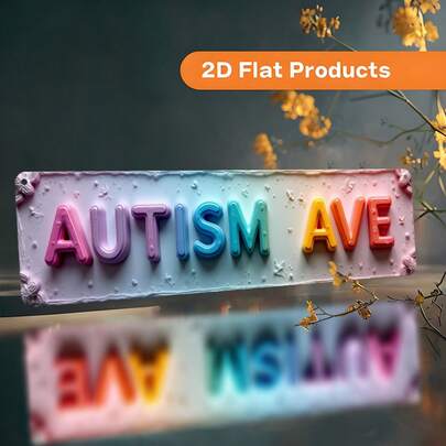 2D 复古风格自闭症意识宣传路标 - 4x16 英寸壁挂式，彩色“ Ave”字母，室内/室外装饰，适用于家庭、办公室或自闭症支持活动，自闭症主题装饰，办公室装饰，经典风格，耐用材质