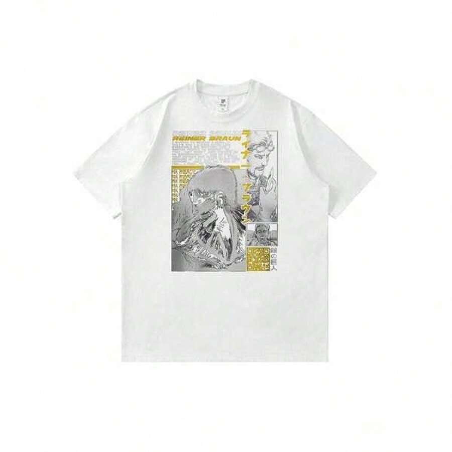Camiseta informal con estampado Y2KAttacks-On-Titan-Reiner-Braunss-Armored-Titan-Scene 2026 Camisetas de anime japonés para hombre Camisetas divertidas y lindas de dibujos animados para mujer Camisetas de manga corta Camisetas gráficas Camisetas estampadas Kawaii Camisetas gráficas Cuello redondo 100% algodón, Camisetas de dibujos animados para mujer, Prenda masculina de moda, Camisetas de anime japonés para hombre, Bonita camiseta estampada - Blanco - Ver 1