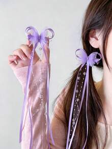 2pcs Pink Mesh Bow Ribbon Hair Clips, Durable And Gentle On Hair, Sweet And Cute Hair Accessories - Suitable For Women And Girls, Daily Wear, Dates, School, Parties And Performances - Multicolor - View 13