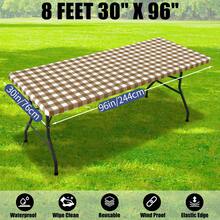 Picnic Table Cloth 2 Packs, Waterproof Elastic Fitted Tablecloths For 4 6 8FT Rectangle Tables, Washable Polyester Buffalo Plaid Tablecloth For Camping, Dining & Outdoor - Multicolor - View 9