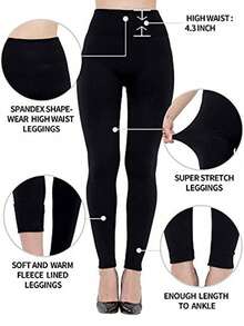 Bộ 3/2/1 quần legging nữ cạp cao lót lông cừu, co giãn cao, ôm sát, giúp kiểm soát vòng bụng, dài đến mắt cá chân, thích hợp mặc hàng ngày vào mùa thu và mùa đông. - Nhiều màu - Xem 5