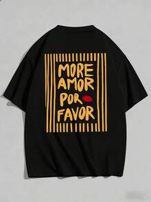 New Summer Style, Streetwear Y2K Loose Fit Unisex T-Shirt. Simple, Gentle, And Love-Themed Print. Fun, Casual, Fashionable, And Versatile. Perfect For Everyday Wear, Vacations, Parties, Beaches, Sports, And Carnivals. - màu đen - Xem 4