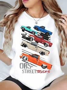 Classic OBS Trucks T-Shirts In Vibrant Colors, Urban Style, That Convey Speed And Urban Culture - Women's T-Shirt - 白色 - 查看 5