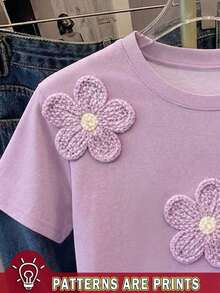 Camiseta casual de mujer con estampado todo sobre, linda y elegante para vacaciones, fiestas en la playa, estampado floral Y2K, moda callejera, vuelta al colegio, ocio festivo - Multicolor - Ver 4