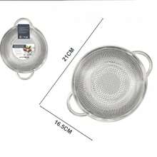 1 Set Thick Stainless Steel Colanders With Mixing Bowl, Rice Washing Bowl, Double-Ear Vegetable Washing Basin,Multi-Size Perforated Strainer Baskets With Handles, Multipurpose Rice, Fruit & Vegetable Washing Bowl For Kitchen - S+M+L - View 17