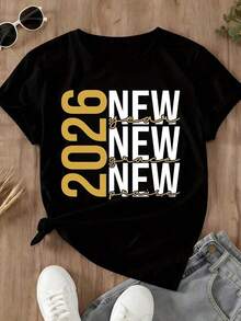1 Women's "Grace Praise" Gold Print T-Shirt 2026, Casual Style, Ideal For Everyday Wear, Church Attire, Motivational Statement Graphic Tee, 180g, 100% Cotton. - 黑色 - 查看 4