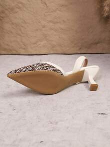 Summer New Fashion Comfortable, Retro Elegant Popular Pointed Toe Backless Shoes, Low Heel Rhinestone Buckle Slip-On Shoes, Outdoor Date Commute Versatile Low Heel Chic High Heels - White - View 6