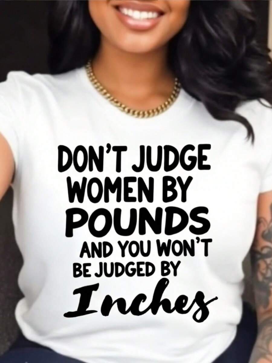 Evite evaluar a las mujeres en función de su peso. No serás evaluado por tu altura - Camiseta de cuello tulado blanco de verano de las mujeres, top de manga corta ligero, acogedor y eado, i para regalos de Halloween o Navidad