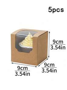 5pcs/20pcs/50pcs Window Bread Box, Pastry Box, New Large Square Cake Box, Small Kraft Paper Cupcake Box, Suitable For Cookies, Macarons, Mini Snacks, Suitable For Holidays, Parties, Paper Cup Cake Box, Birthday Gift Packaging - Multicolor - View 15