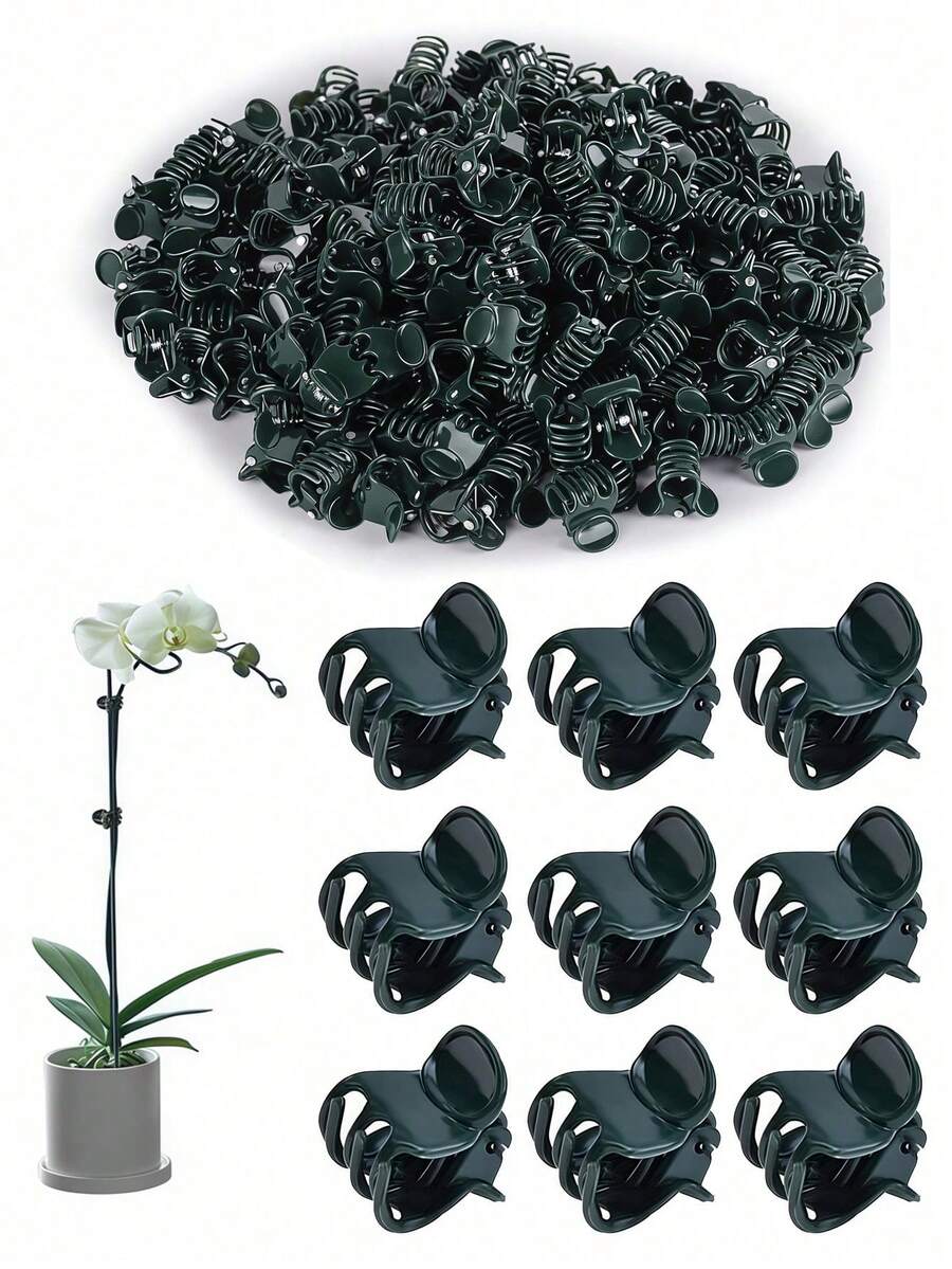 100/50/11件組 植物夾 蘭花夾 植物支撐夾 藤蔓夾，用於支撐攀緣植物的莖部與藤蔓向上生長，讓植物保持直立