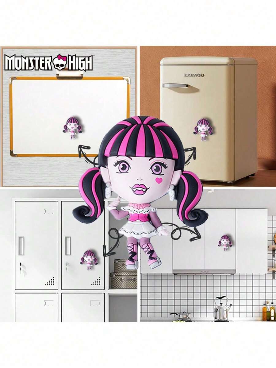 Mattel 1pc Monster High Officially Licensed Cute Dracula Laura 3D Foam Fridge Magnet, Cute Locker Fridge Whiteboard Decoration, Fun Birthday Halloween Christmas Gift For Friends And Family - View 1