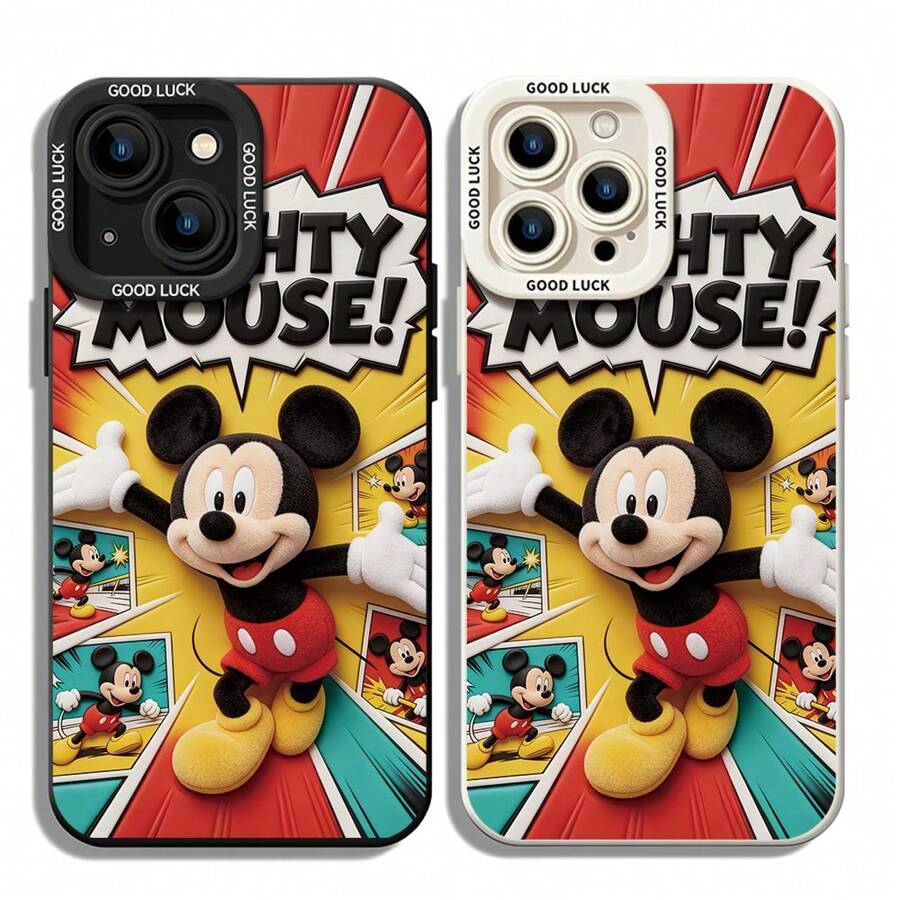 Disney Mickey Mouse Phone Case, Comic Book Protective Cover. Compatible With IPhone 17, 16, 15, 14, 13, 12, 11 Pro Series And Galaxy S22, S23, S24, S25 Models, Featuring Plush-Style Mickey Against A Retro Comic Background With "MIGHTY MOUSE!" Text, Perfect For Classic Disney Fans, Ideal For Birthdays, Holidays, Anniversaries, Graduation Gifts, Or Any Special Occasion To Surprise Family, Friends, Classmates, And Loved Ones. - trắng - Xem 1