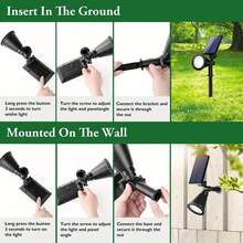 (1pc/Box) 18LED Outdoor Waterproof Solar Spotlight, Battery 2000mAh, IP44 Waterproof Rating,Super Bright Lawn Light, Outdoor Landscape Garden Light, Garden Tree Light - N - 查看 4
