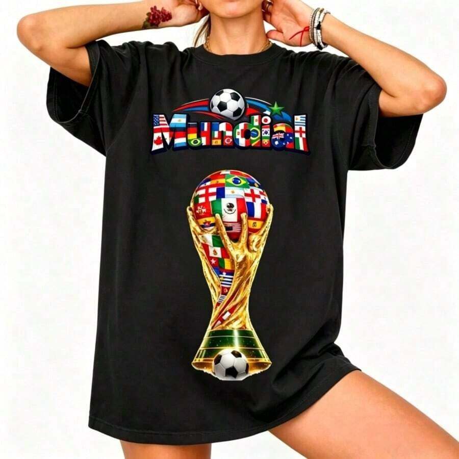 Camiseta de Alta Calidad al por Mayor de la Copa Mundial 2026, Camiseta de Fútbol, Deporte, México, Argentina, Brasil, Uruguay, EE. UU. y Más, Camiseta Blanca, Top Corto, Ropa para el Día de la Madre, Envío Gratis, Ropa Vintage para Mujer, Halloween, Tops de Verano para Mujer, Ropa Y2k para Mujer, Tops de Verano para Mujer, Top para Mujer, Conjuntos de Verano para Mujer, Conjuntos de Vacaciones para Mujer, Conjuntos de Playa para Mujer, Conjuntos de Festival para Mujer, Conjunto para Conciertos Country, Nueva Llegada 2026 - 100% Algodón Transpirable - Negro 5 - Ver 1
