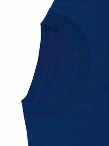 Women's "Navy Floral" Designer T-Shirt, Y2K Style, With Geometric Print And Logo, Loose Fit, Short Sleeve, Black And Gold Color, Casual Summer Shirt, Machine Washable Stretch Fabric (Anti-Wrinkle), Suitable For Casual Wear And Layering. - 藍色 - 查看 3