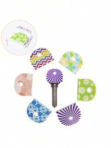 5Pcs Floral Pattern Anti-Slip Silicone Key Covers, Durable Key Identifier Protective Caps, Non-Slip Wear-Resistant Key Accessories, Tidy Organized Decor For Home Office Door Keys, Ideal Daily Necessities And Gift For Family Roommates - Multicolor - View 6