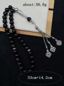 Chuỗi hạt Mân Côi 1 sợi 10mm bằng sứ và thủy tinh, đính đá Obsidian, kiểu dáng cổ điển, tua rua, phong cách Ả Rập, trang sức Hồi giáo, quà tặng lễ hội. - Nhiều màu - Xem 4
