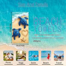 1pc Sea Towel, Super Soft Microfiber Extra Large Beach Blanket, Super Absorbent Bath Towel, Suitable For Travel, Swimming Pool, Diving, Surfing, Yoga, Camping, Available In Multiple Sizes, Beach Accessories For Beach, Pool, Travel, Camping, Yoga - Sea Turtle - View 13