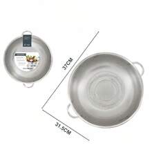 1 Set Thick Stainless Steel Colanders With Mixing Bowl, Rice Washing Bowl, Double-Ear Vegetable Washing Basin,Multi-Size Perforated Strainer Baskets With Handles, Multipurpose Rice, Fruit & Vegetable Washing Bowl For Kitchen - S+M+L - View 25